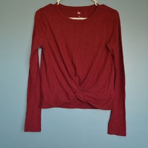 Maroon Wrap Style Long Sleeve